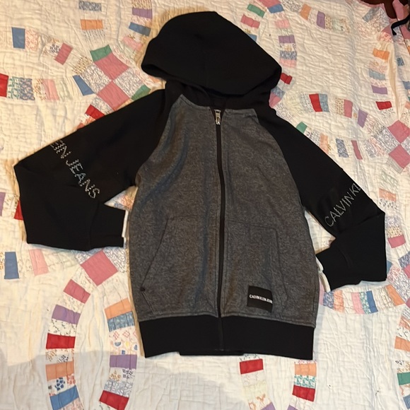 EUC Calvin Klein heather grey/black matching hoodie & jogging pants set Sz S 8 - Picture 2 of 11